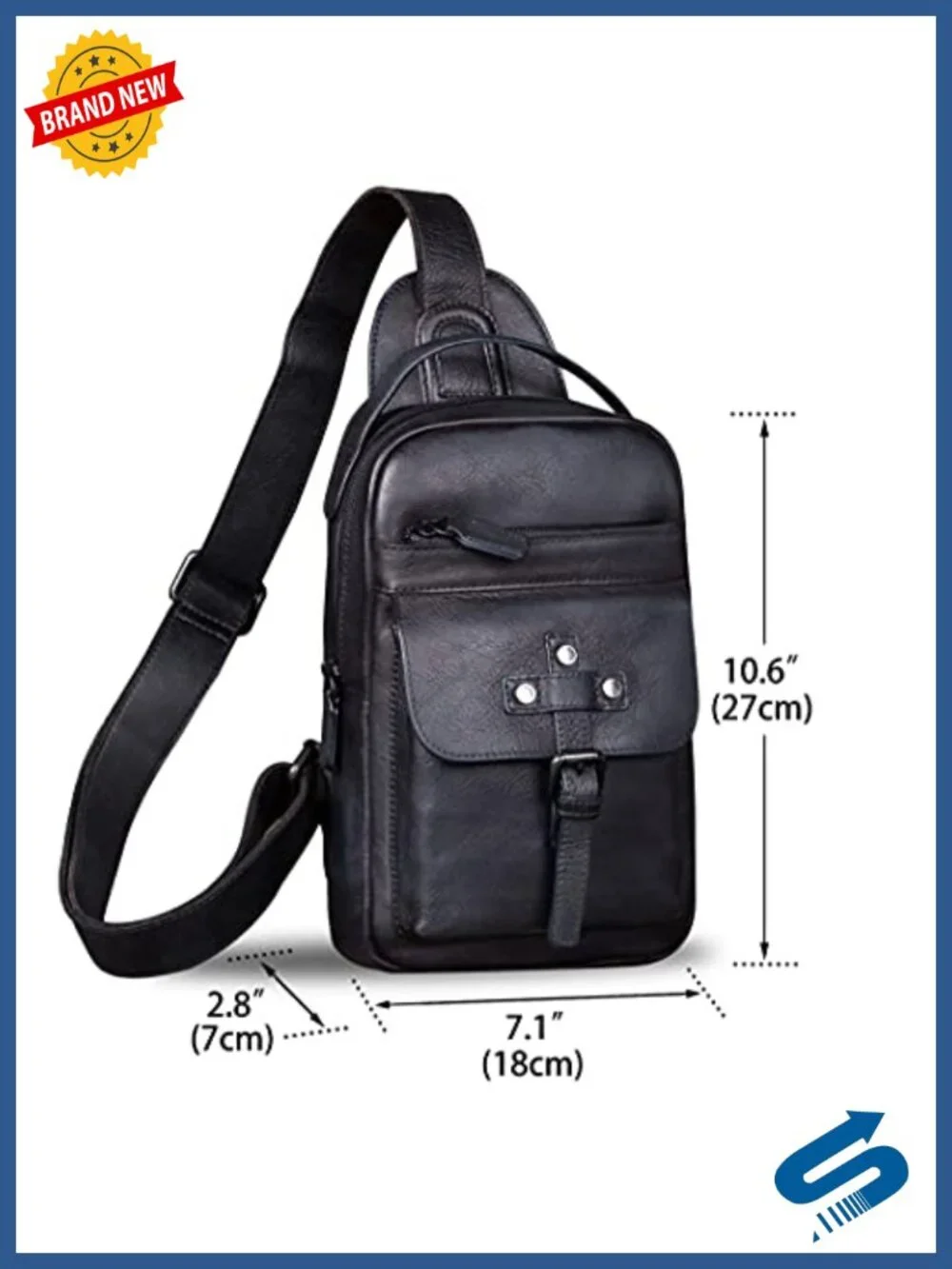 Genuine Leather Sling Bag Hiking Backpack Crossbody Daypack